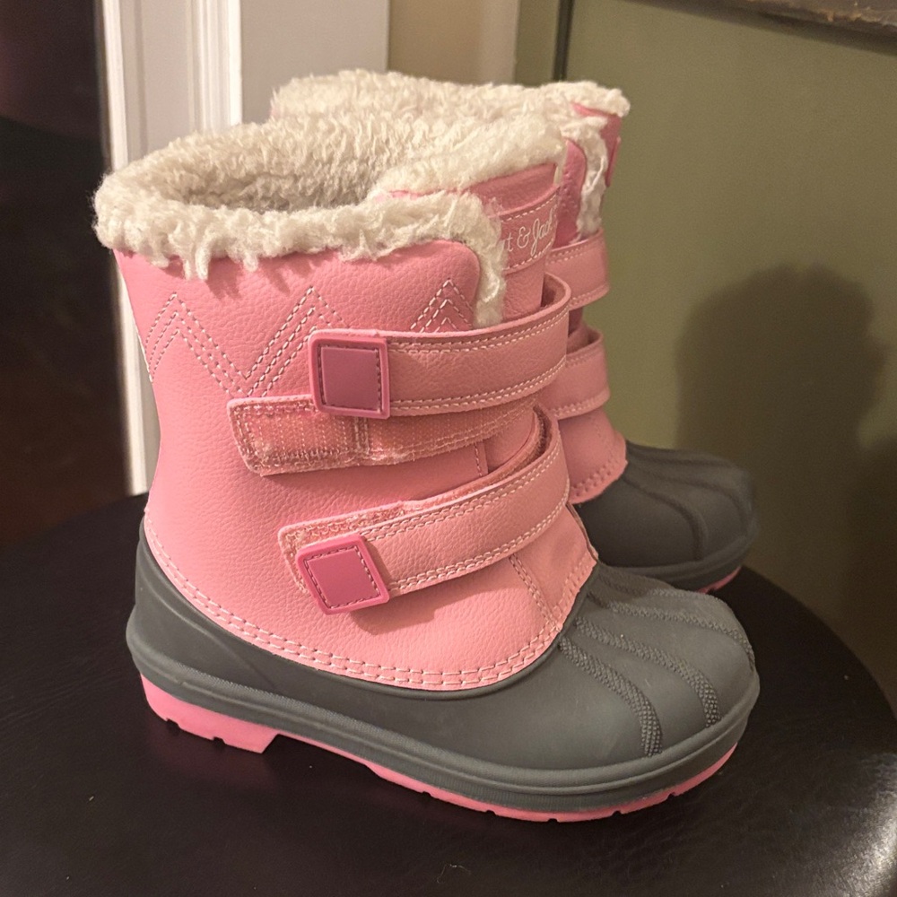 Pink and Gray Winter Boots with Faux Fur Lining